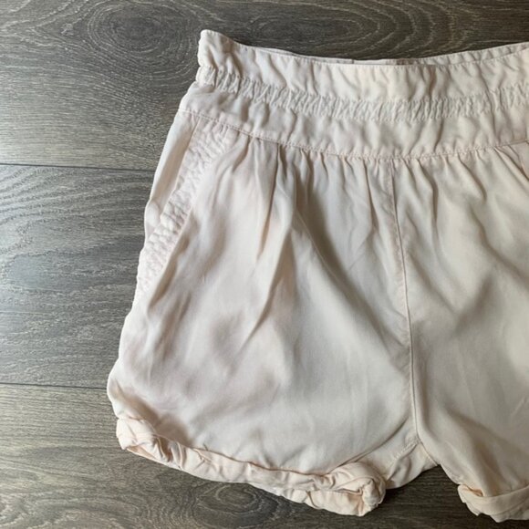 Aritzia Wilfred Women's Shorts Crepe Paperbag Ruched Elastic Waist Pale pink 2 - Picture 13 of 16